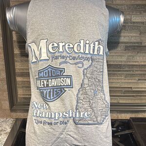 Vintage 2003 Harley Davidson, Meredith, NH gray tank top T-shirt M